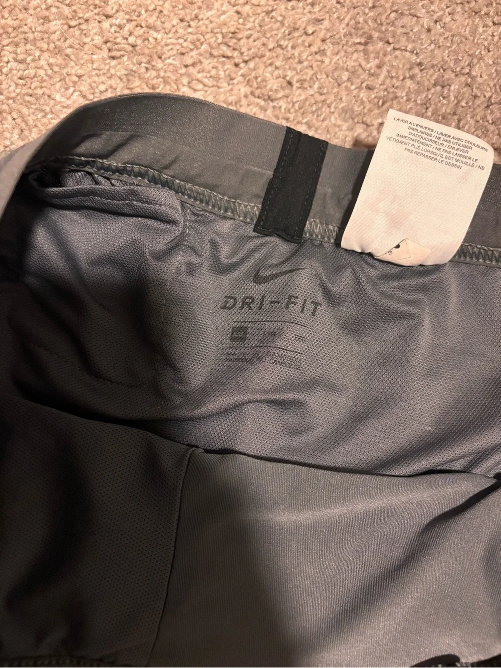 Nike Men's Gray Athletic Shorts with Black Drawstring